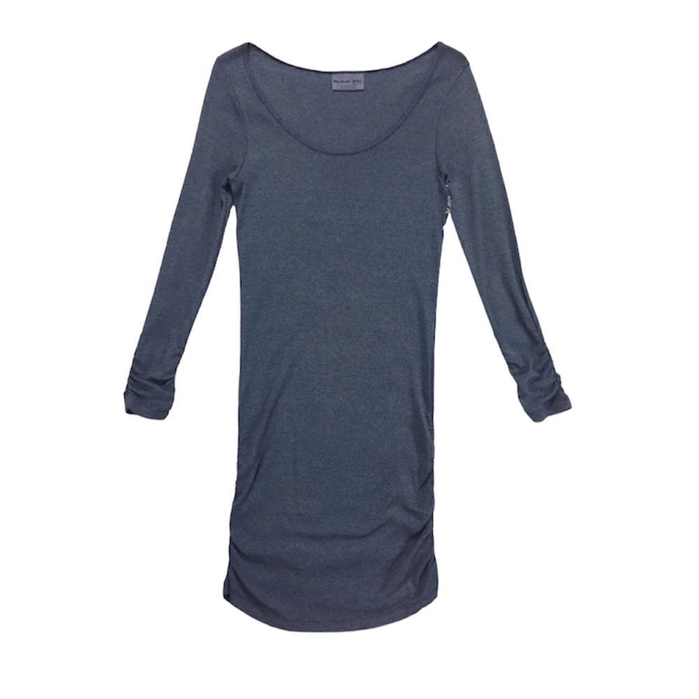 Michael Stars Blue Long Sleeve Bodycon Dress Side Shirring‎ Size Small One Size